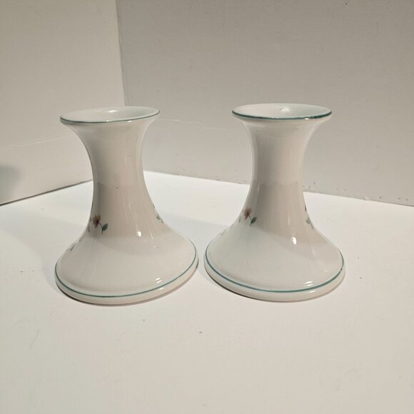 Porcelain Floral Candlestick Holders Made in Japan for Elizabeth Arden 3 1/4 inc - Picture 3 of 12